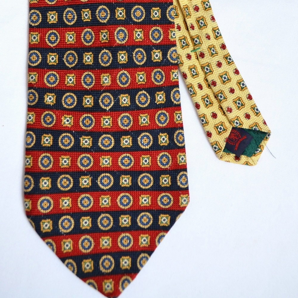 Vtg Tommy Hilfiger Neck Tie Silk Red Blue Stripe